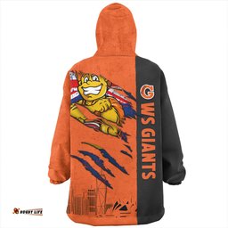 GWS GIANTS Burning Passion Of Power Scratch Style Wearable Blanket Hoodie Aussie Oodie
