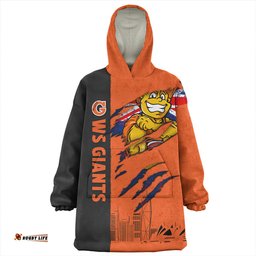 GWS GIANTS Burning Passion Of Power Scratch Style Wearable Blanket Hoodie Aussie Oodie