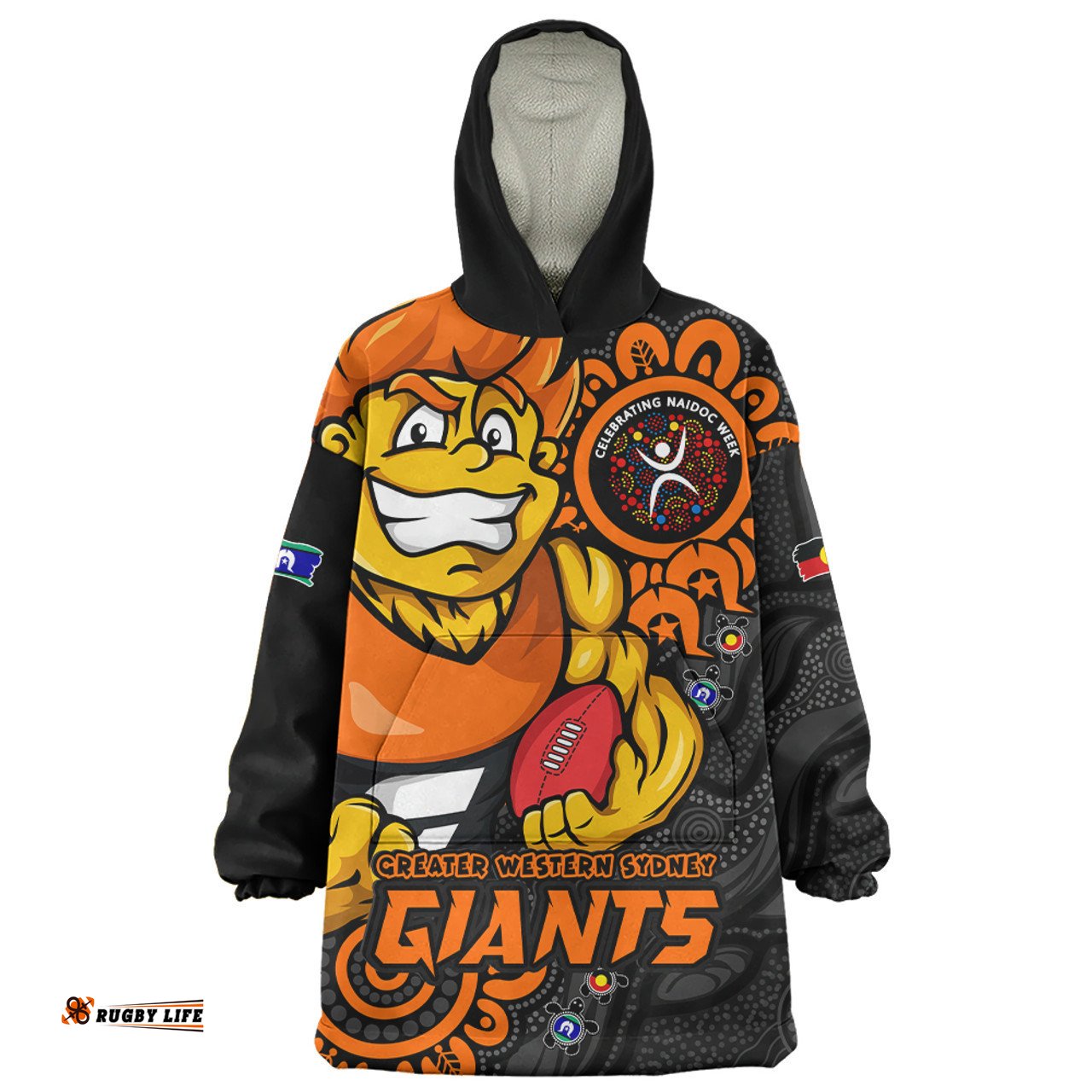 GWS GIANTS Power Through Generations NAIDOC Edition Wearable Blanket Hoodie Aussie Oodie