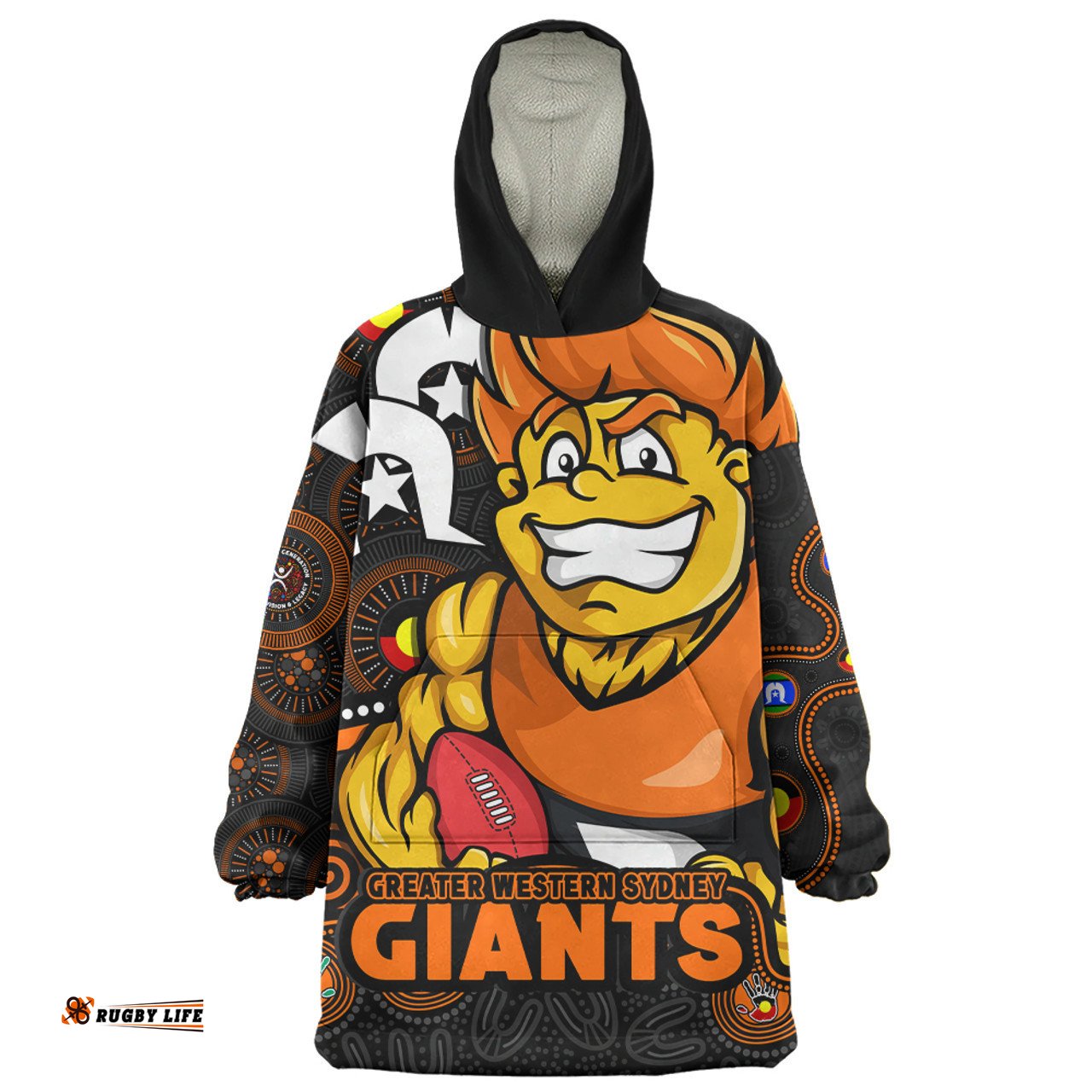 GWS GIANTS NAIDOC Spirit Of Country Wearable Blanket Hoodie Aussie Oodie