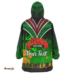 New Zealand Warriors Anzac Day Custom Anzac Day NZ Flag Traditional Maori Patterns Wearable Blanket Hoodie Aussie Oodie