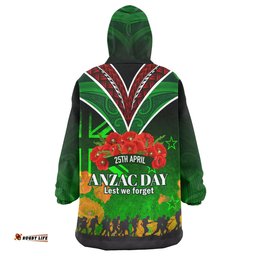 New Zealand Warriors Anzac Day Custom Anzac Day NZ Flag Traditional Maori Patterns Wearable Blanket Hoodie Aussie Oodie