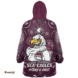Manly Warringah Sea Eagles Aboriginal Pattern Inspired Victory Is Ours Wearable Blanket Hoodie Aussie Oodie