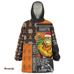 GWS GIANTS Merry Christmas Knit Style Festive Spirit Wearable Blanket Hoodie Aussie Oodie