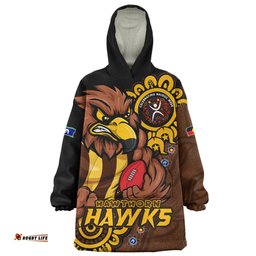 Hawthorn Power Through Generations NAIDOC Edition Wearable Blanket Hoodie Aussie Oodie