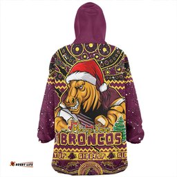 Brisbane Broncos Aboriginal Xmas Special Ugly Christmas Style Wearable Blanket Hoodie Aussie Oodie