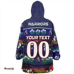New Zealand Warriors Sport Tropical Hibiscus and Coconut Trees Wearable Blanket Hoodie Aussie Oodie