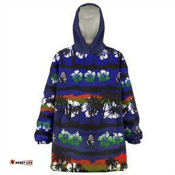 New Zealand Warriors Sport Tropical Hibiscus and Coconut Trees Wearable Blanket Hoodie Aussie Oodie