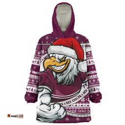 Manly Warringah Sea Eagles Ugly Knit Style For Christmas Game Fans Wearable Blanket Hoodie Aussie Oodie