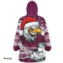 Manly Warringah Sea Eagles Ugly Knit Style For Christmas Game Fans Wearable Blanket Hoodie Aussie Oodie