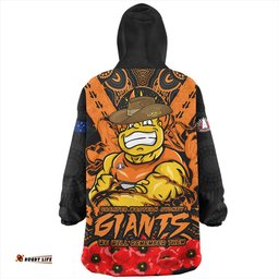 GWS GIANTS Ripped Legacy Of The Game The ANZAC Spirit Lives On Wearable Blanket Hoodie Aussie Oodie