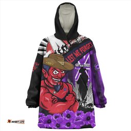 Melbourne ANZAC Day Honor Purple Valor And Spirit Wearable Blanket Hoodie Aussie Oodie