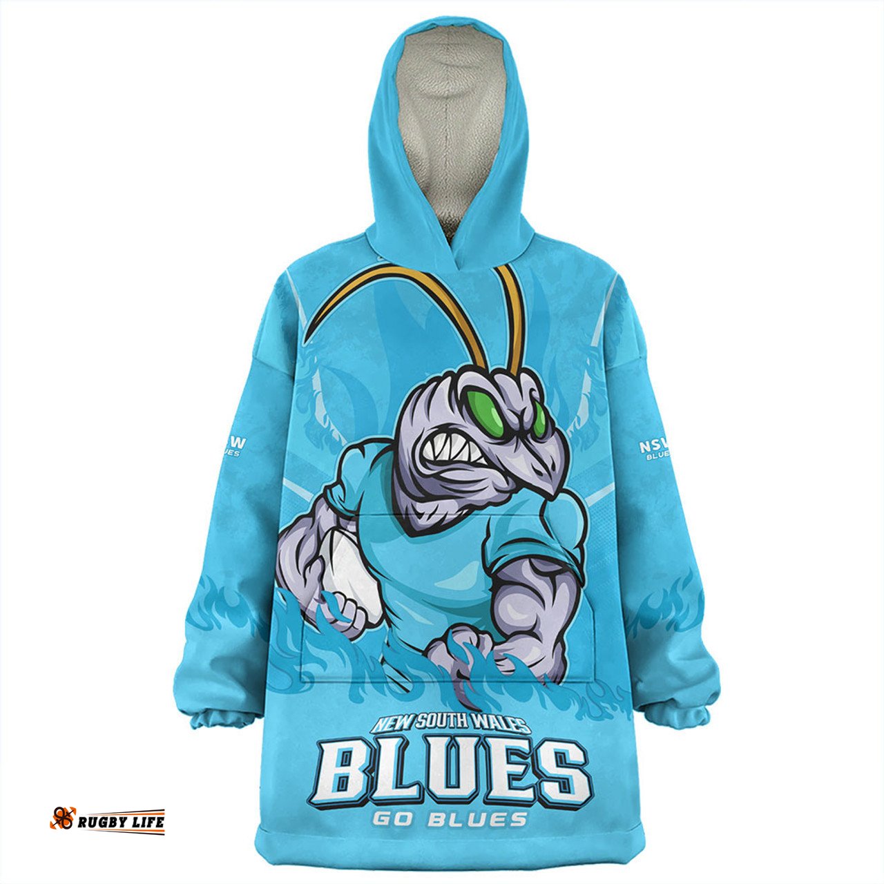 New South Wales Blues Strong Fighting Flame Go Blues Wearable Blanket Hoodie Aussie Oodie