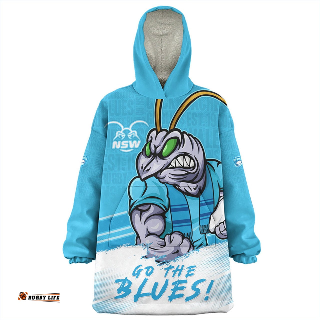 New South Wales Blues NSW Blues Word Cloud Style Wearable Blanket Hoodie Aussie Oodie