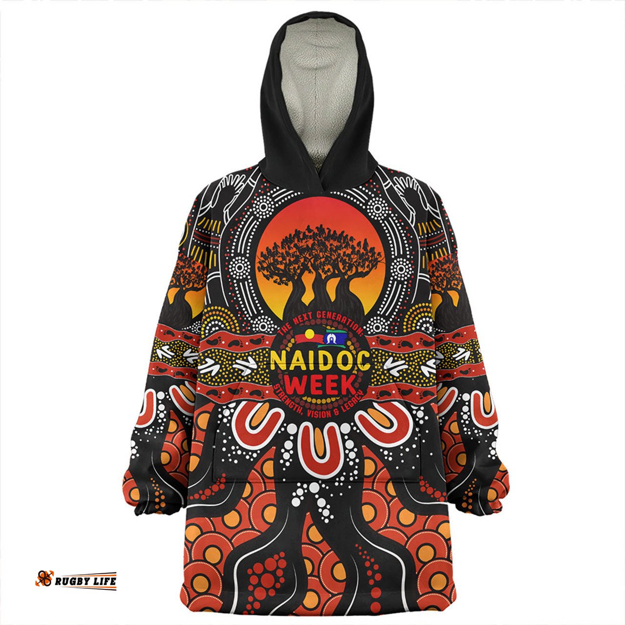 Indigenous Australian Aboriginal Naidoc Week Voices Of The Land Wearable Blanket Hoodie Aussie Oodie
