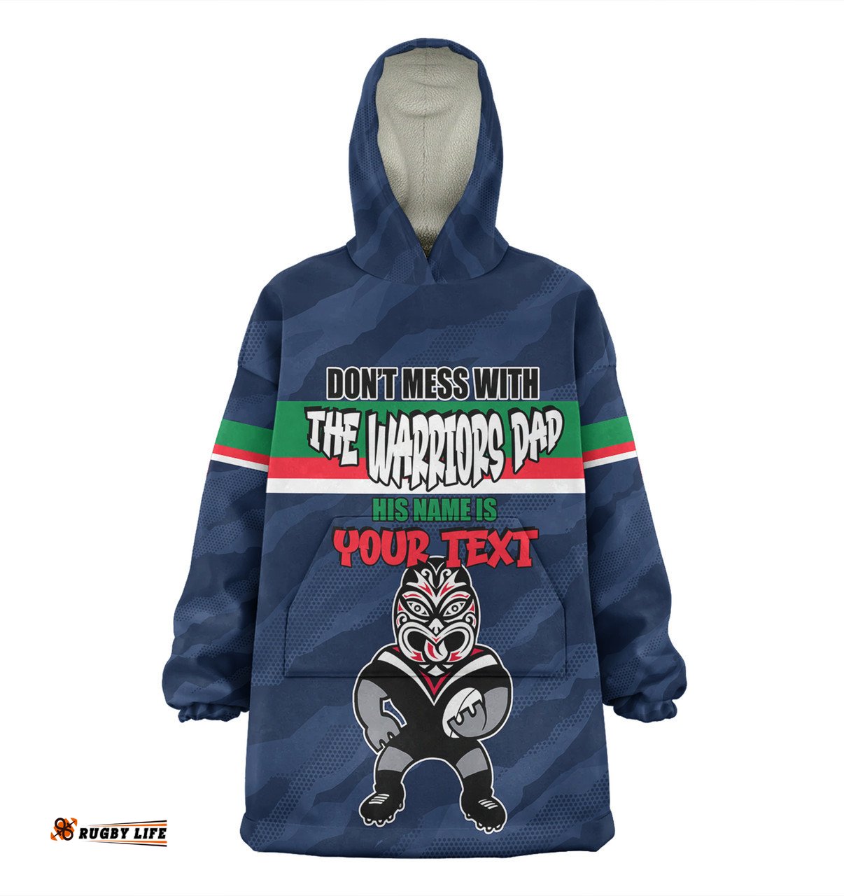 New Zealand Warriors Father's Day Screaming Dad and Crazy Fan Wearable Blanket Hoodie Aussie Oodie