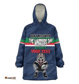 New Zealand Warriors Father's Day Screaming Dad and Crazy Fan Wearable Blanket Hoodie Aussie Oodie