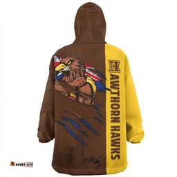 Hawthorn Burning Passion Of Power Scratch Style Wearable Blanket Hoodie Aussie Oodie