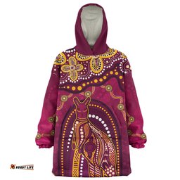 Indigenous Australian Aboriginal Kangaroo Dreaming Outback Spirit Edition Maroons Wearable Blanket Hoodie Aussie Oodie