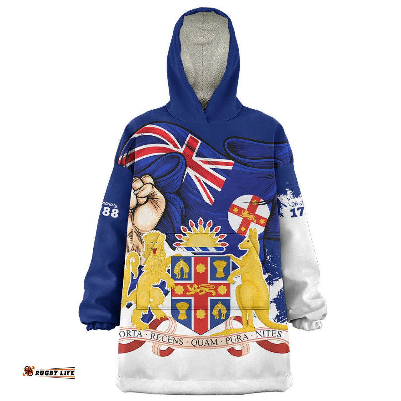 New South Wales Power Pride And Heritage Crest Wearable Blanket Hoodie Aussie Oodie