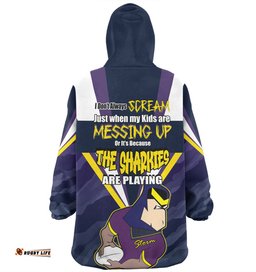 Melbourne Storm Mother's Day Screaming Mom and Crazy Fan Wearable Blanket Hoodie Aussie Oodie