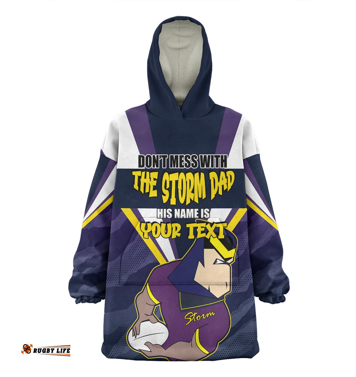 Melbourne Storm Father's Day Screaming Dad and Crazy Fan Wearable Blanket Hoodie Aussie Oodie