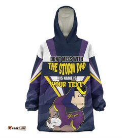 Melbourne Storm Father's Day Screaming Dad and Crazy Fan Wearable Blanket Hoodie Aussie Oodie