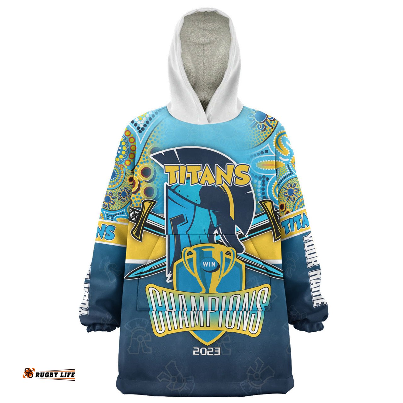 Gold Coast Titans Sport Custom Talent Win Games But Teamwork And Intelligence Win Championships With Aboriginal Style Wearable Blanket Hoodie Aussie Oodie