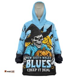New South Wales Blues Dark Moon Rugby Halloween Battle Edition Wearable Blanket Hoodie Aussie Oodie