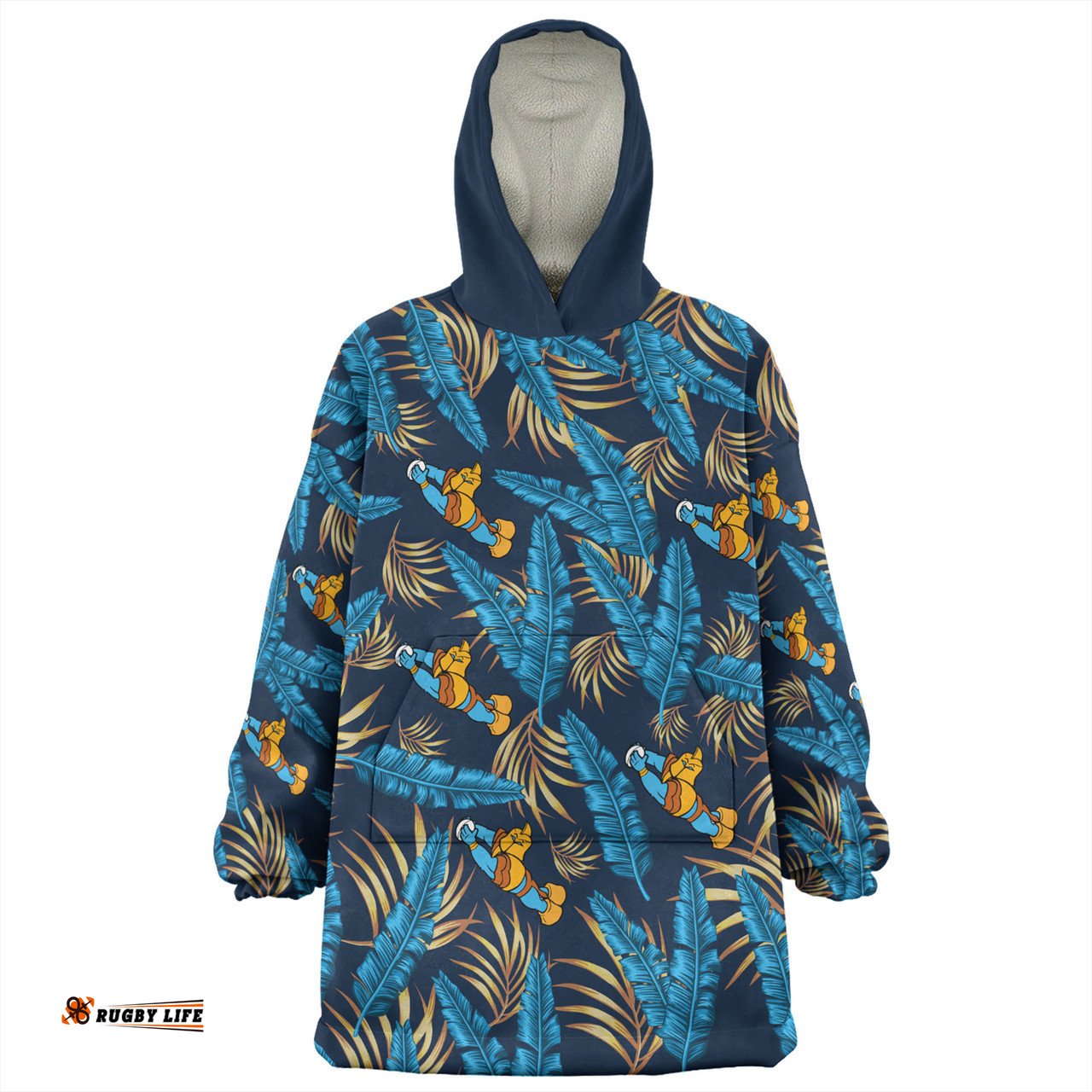 Gold Coast Titans Custom Tropical Patterns Gold Coast Titans Wearable Blanket Hoodie Aussie Oodie