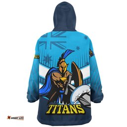 Gold Coast Titans Gold Coast Titans Mascot With Australia Flag Wearable Blanket Hoodie Aussie Oodie