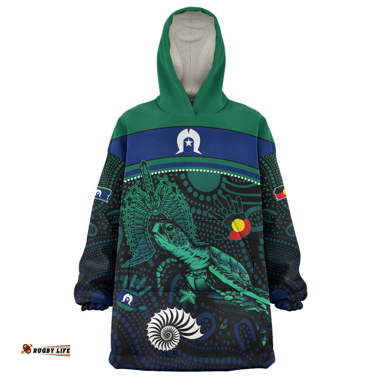 Indigenous Australian Aboriginal Turtle Of The Dreaming NAIDOC Edition Wearable Blanket Hoodie Aussie Oodie