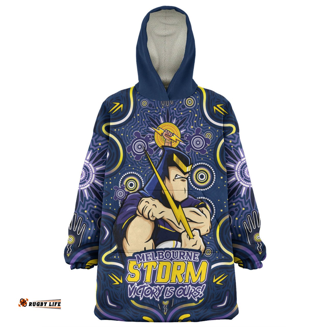 Melbourne Storm Aboriginal Pattern Inspired Victory Is Ours Wearable Blanket Hoodie Aussie Oodie