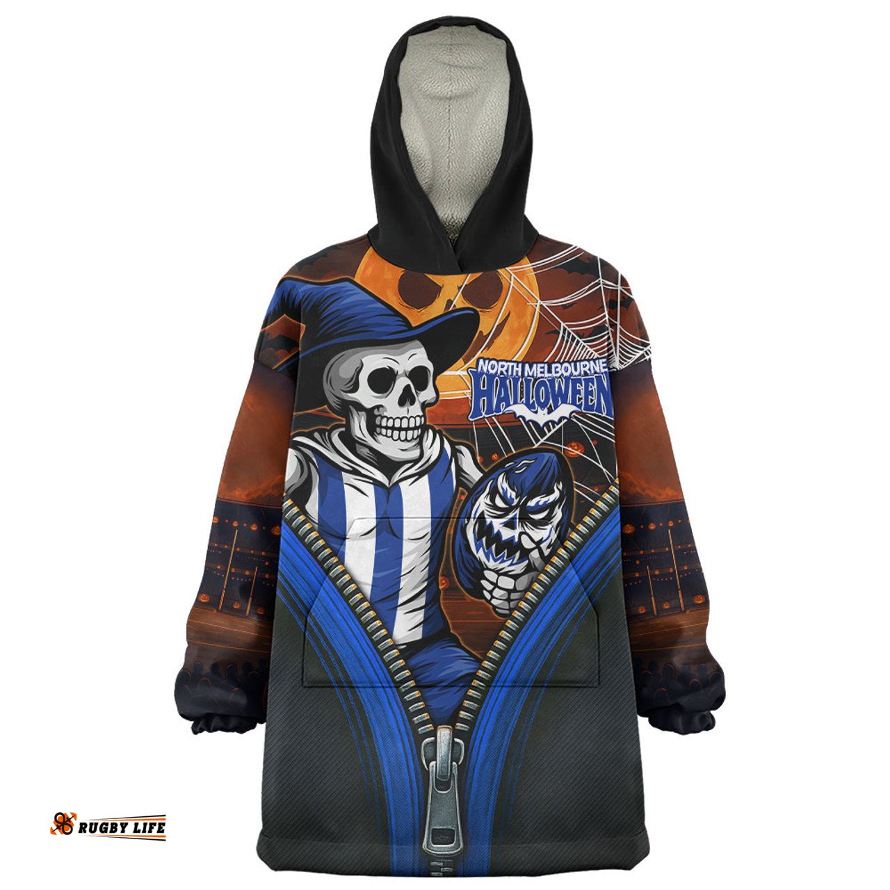 North Melbourne Halloween Night Reaper Zipper Wearable Blanket Hoodie Aussie Oodie