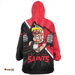 St Kilda Breaking Through Fan Design Wearable Blanket Hoodie Aussie Oodie