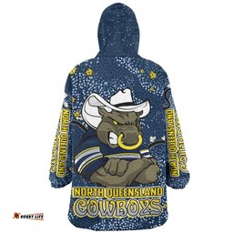 North Queensland Cowboys Custom Team With Dot And Star Patterns For Tough Fan Wearable Blanket Hoodie Aussie Oodie