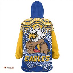 West Coast Eagles Aboriginal Inspired Tough Fan Football For Life Wearable Blanket Hoodie Aussie Oodie