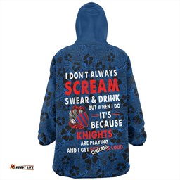Newcastle Knights Sport Scream With Tropical Patterns Wearable Blanket Hoodie Aussie Oodie