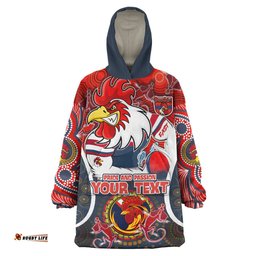Sydney Roosters Custom Go Mighty Easts Pride And Passion Aboriginal Inspired Wearable Blanket Hoodie Aussie Oodie
