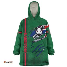 South Sydney Rabbitohs Happy Australia Day Flag Scratch Style Wearable Blanket Hoodie Aussie Oodie