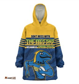 Parramatta Eels Father's Day Screaming Dad and Crazy Fan Wearable Blanket Hoodie Aussie Oodie