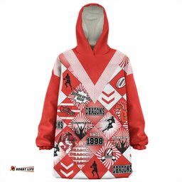 St. George Illawarra Dragons Argyle Patterns Style Tough Fan For Life Wearable Blanket Hoodie Aussie Oodie