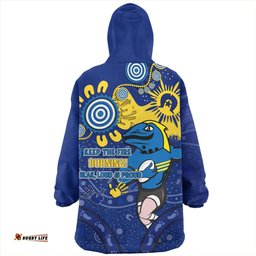 Parramatta Eels Aboriginal Indigenous Naidoc Week Dreamtime Dot Painting With Flag Wearable Blanket Hoodie Aussie Oodie