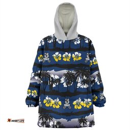 North Queensland Cowboys Tropical Hibiscus and Coconut Trees Wearable Blanket Hoodie Aussie Oodie