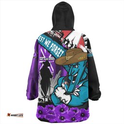 Port Adelaide ANZAC Day Honor Purple Valor And Spirit Wearable Blanket Hoodie Aussie Oodie