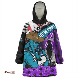 Port Adelaide ANZAC Day Honor Purple Valor And Spirit Wearable Blanket Hoodie Aussie Oodie