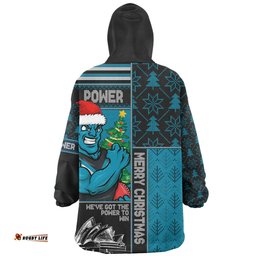 Port Adelaide Merry Christmas Knit Style Festive Spirit Wearable Blanket Hoodie Aussie Oodie