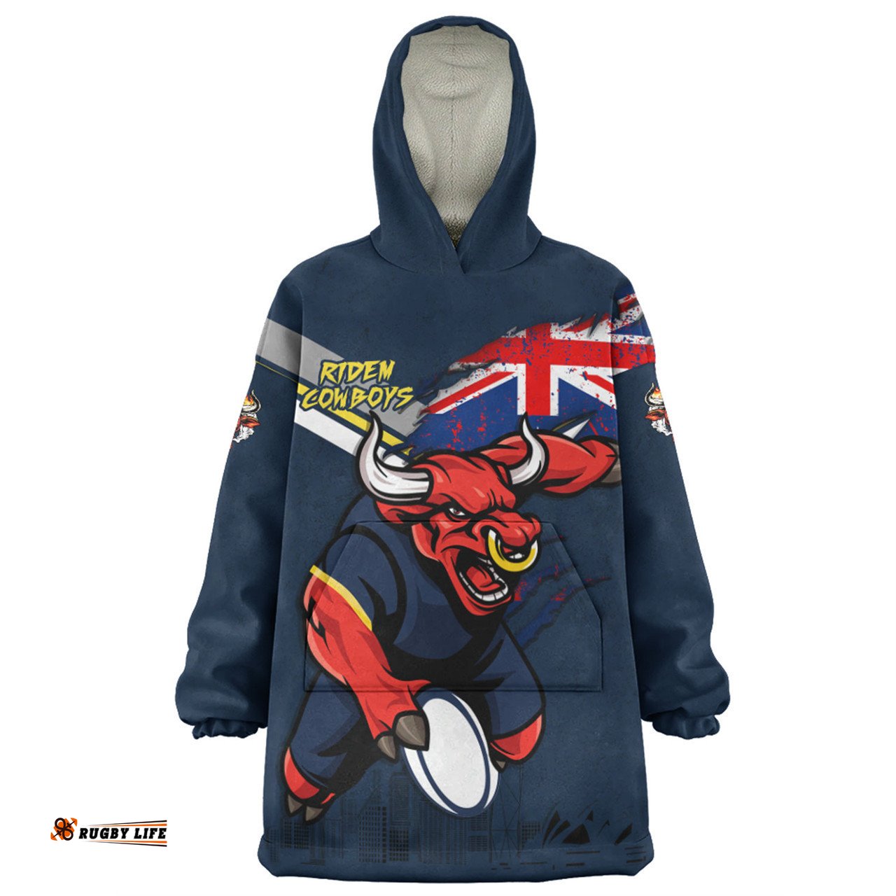 North Queensland Cowboys Custom For Die Hard Fan Australia Flag Scratch Style Wearable Blanket Hoodie Aussie Oodie