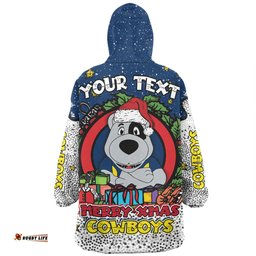 North Queensland Cowboys Christmas Custom Merry Christmas Our Beloved Team With Aboriginal Dot Art Pattern Wearable Blanket Hoodie Aussie Oodie