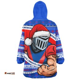 Newcastle Knights Ugly Knit Style For Christmas Game Fans Wearable Blanket Hoodie Aussie Oodie